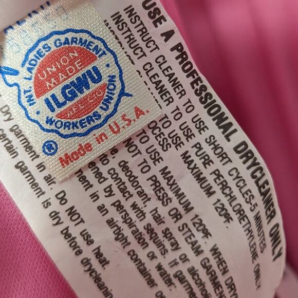 Vintage Zum Zum Pink Off The Shoulder Mini Ruched Silver Glitter Sweetheart Neck - Picture 11 of 12